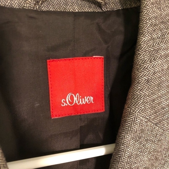 s.Oliver Blazer Brown White Chevron 3 Button - Picture 9 of 11